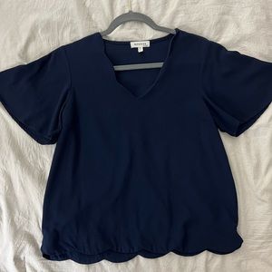 Navy Blue Flirty Feminine Blouse